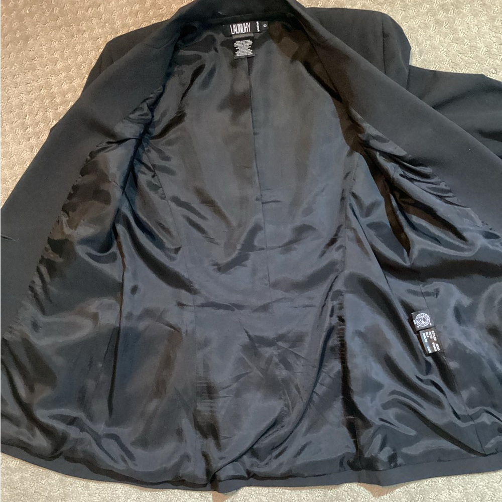 Laundry By Shelli Segal Black Tailored One Button Blazer, faux pockets, size 8 - Picture 7 of 10